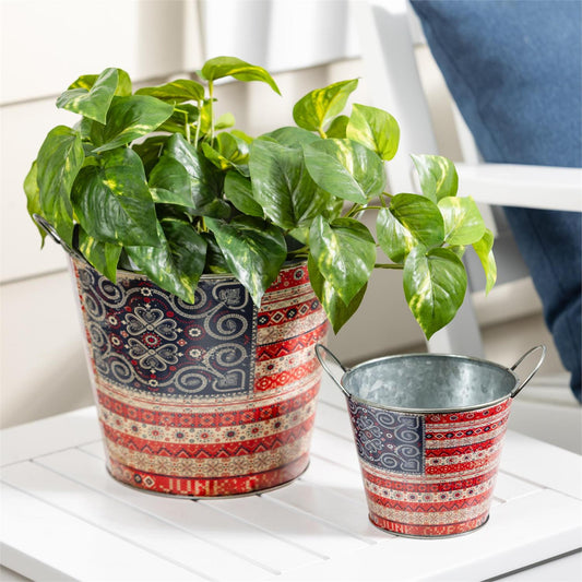 Americana BOHO Metal Planter