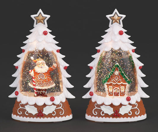 Lighted Gingerbread & Santa and House Tree Shape