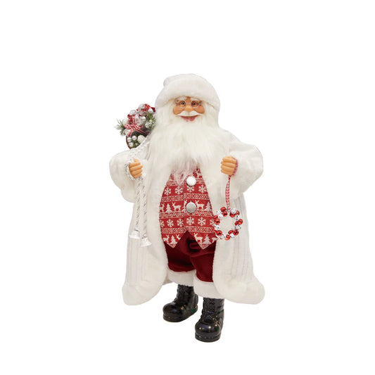 24" Santa W/White Coat /Red White Deer Vest