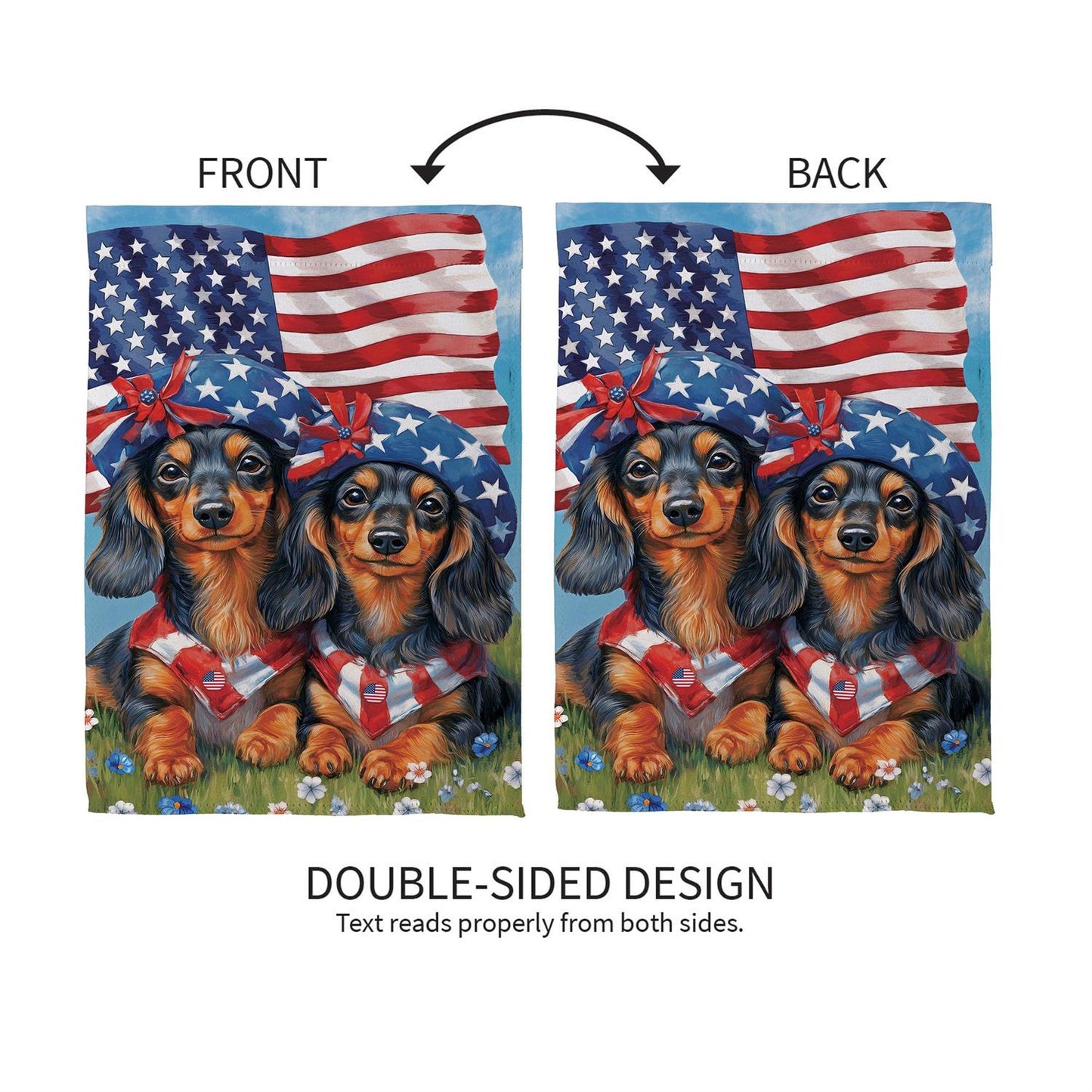Patriotic Dachshund Duo Suede Garden Flag