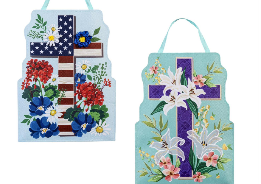 Easter Cross & Patriotic Cross Reversible Door Decor