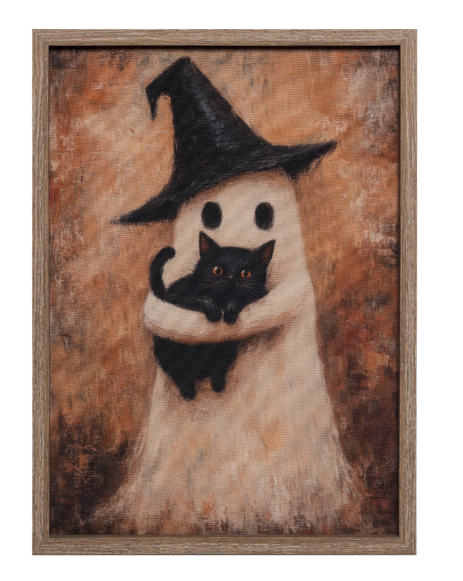 MDF/Fabric Ghost w/ Cat Wall Decor