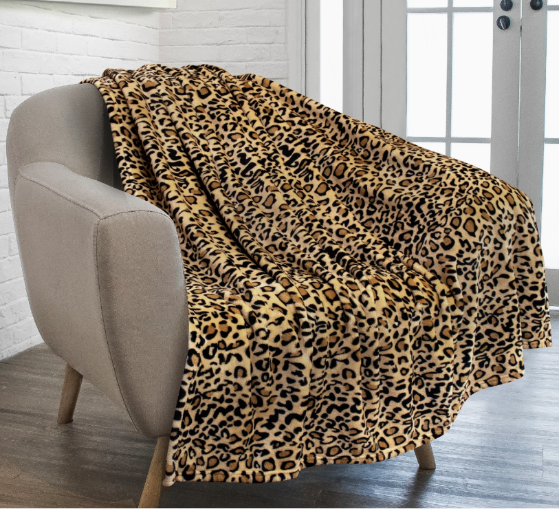 Cheetah Fleece Throw, 50"x60"