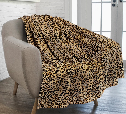 Cheetah Fleece Throw, 50"x60"