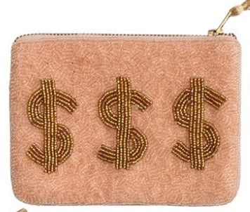 Beaded Cotton Zip Pouches