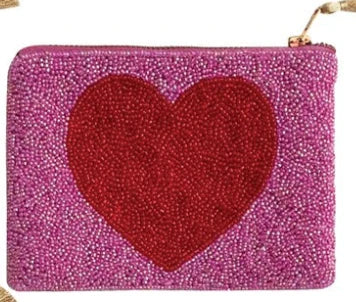 Beaded Cotton Zip Pouches