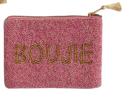 Beaded Cotton Zip Pouches