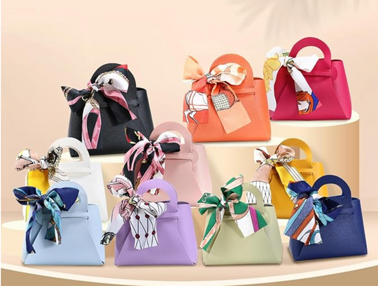 Leather Ribbon Gift Bag