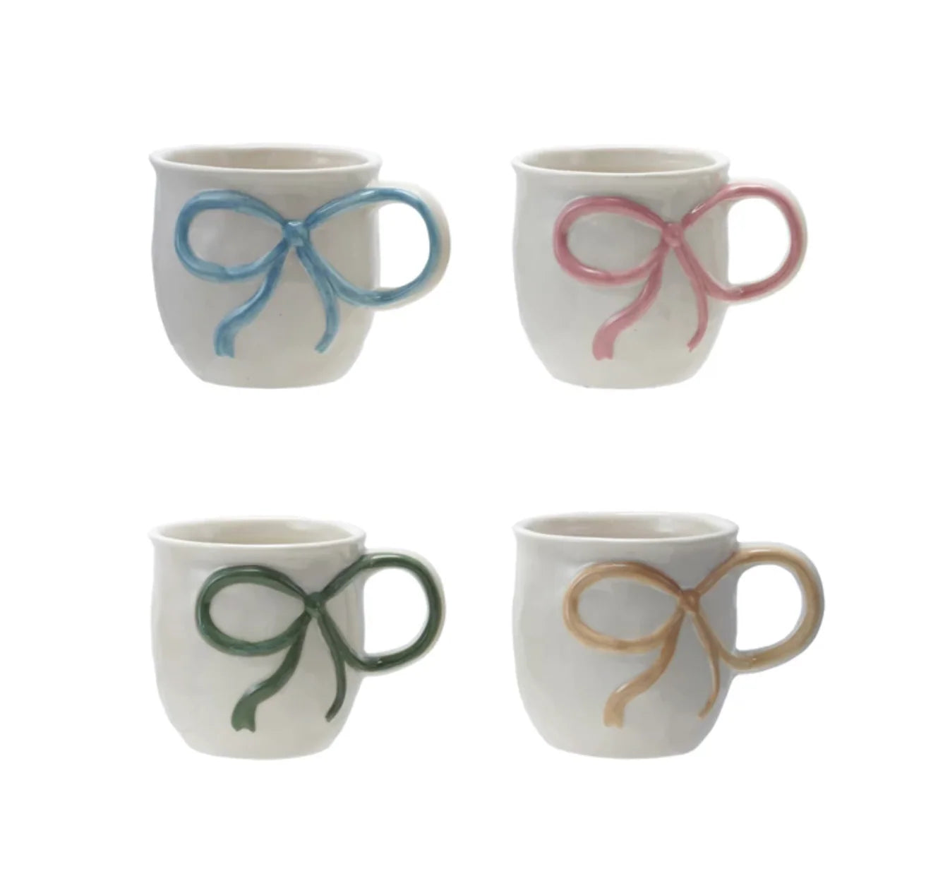 18 oz. Stoneware Mug with Bow Handle, 4 Colors Available