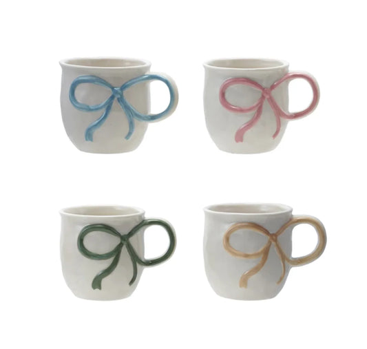18 oz. Stoneware Mug with Bow Handle, 4 Colors Available