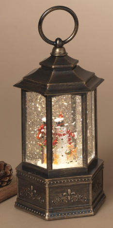 Lighted Spinning Water Globe Lantern w/ Holiday Scene, 2 Asst