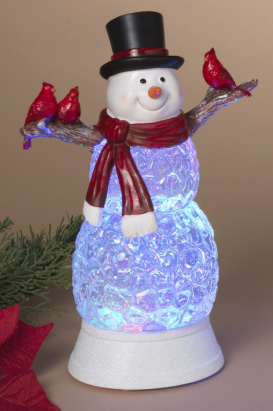 Spinning Water Globe Christmas Snowman Light, 2 Asst