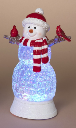 Spinning Water Globe Christmas Snowman Light, 2 Asst