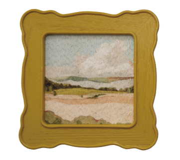 Slub Fabric Wall Décor with Scalloped Wood Frame, 2 Styles