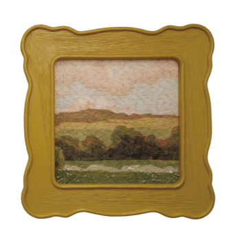 Slub Fabric Wall Décor with Scalloped Wood Frame, 2 Styles
