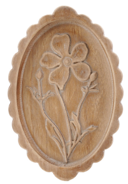 Wood Scalloped Wall Décor w/ Laser Etched Botanicals, Natural, 2 Styles