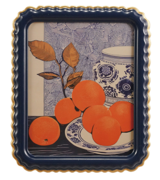 Scalloped Photo Frame w/ Gold Finish Edge, 2 Colors