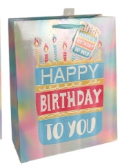 Medium Embossed Iridescent Birthday Gift Bag