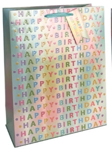 Medium Embossed Iridescent Birthday Gift Bag