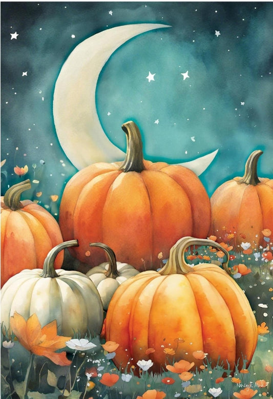 Watercolor Pumpkin Patch Suede House Flag