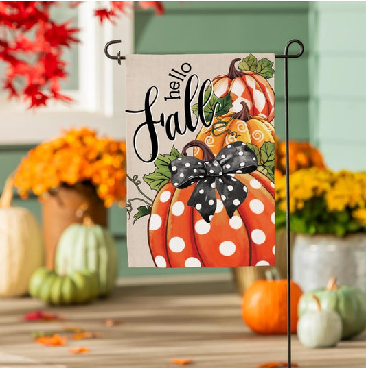 Patterned Pumpkins Burlap Flag