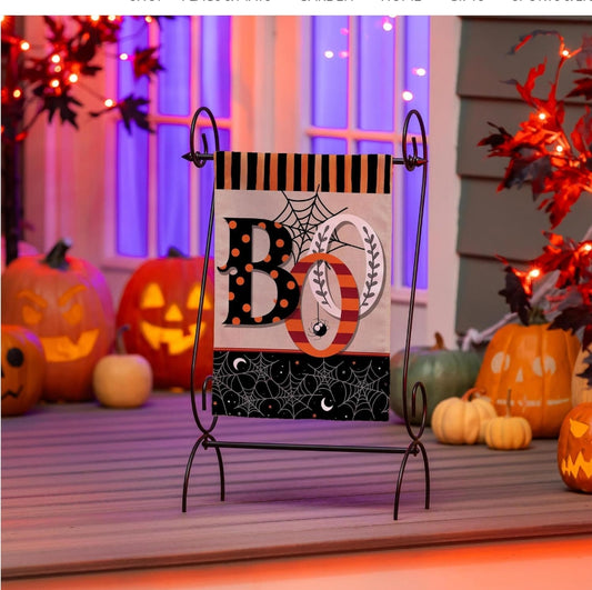 Polka Dots & Stripes Boo Suede Garden Flag