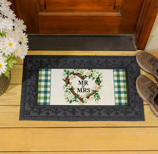 Floral Wreath Mr. & Mrs. Sassafras Switch Mat