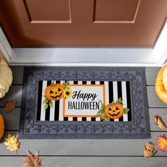 Happy Halloween Striped Jack O' Lanterns Sassafras Switch Mat