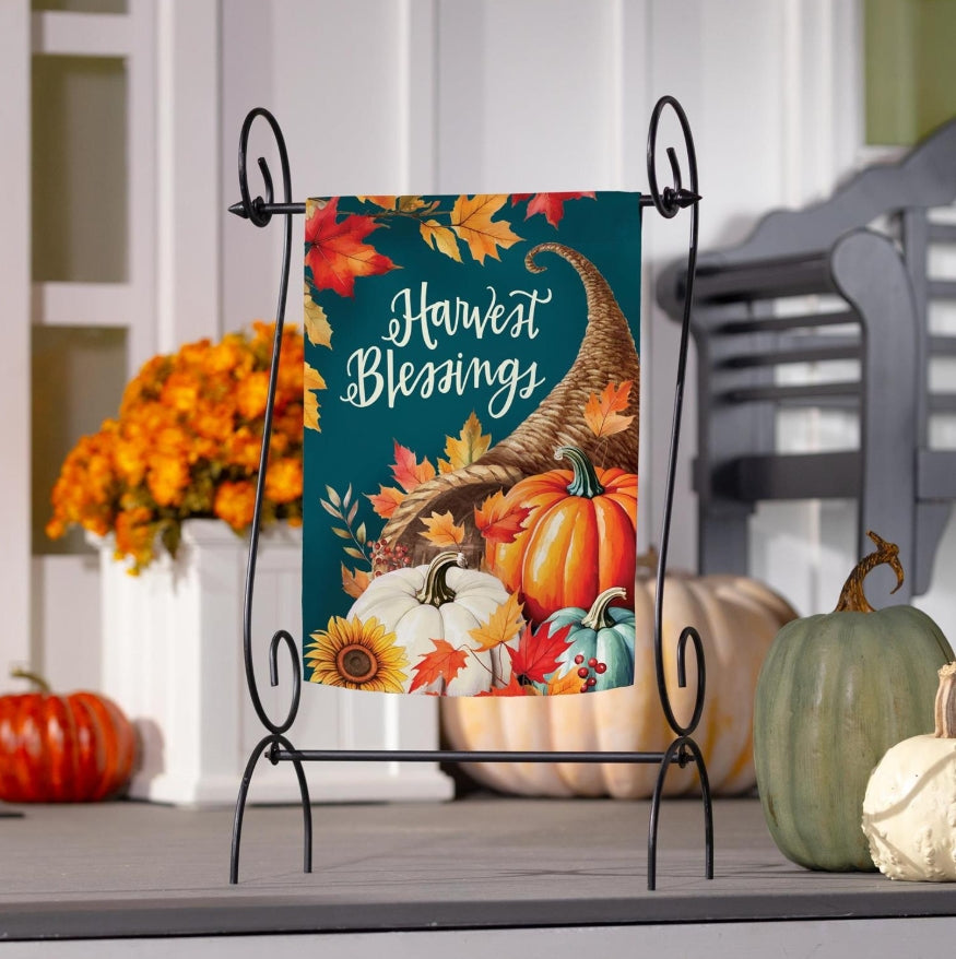 Thanksgiving Harvest Blessings Suede Flag