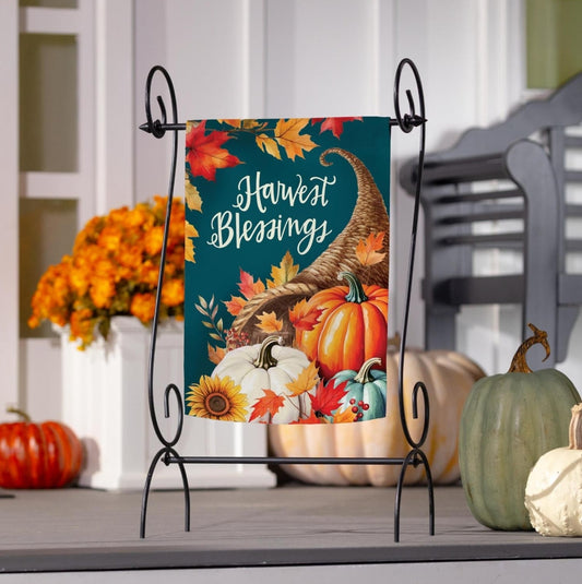 Thanksgiving Harvest Blessings Suede Flag
