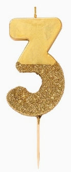 Gold Glitter Number Candle Starter Set