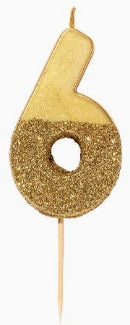 Gold Glitter Number Candle Starter Set