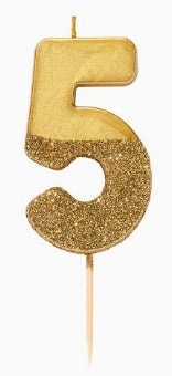 Gold Glitter Number Candle Starter Set