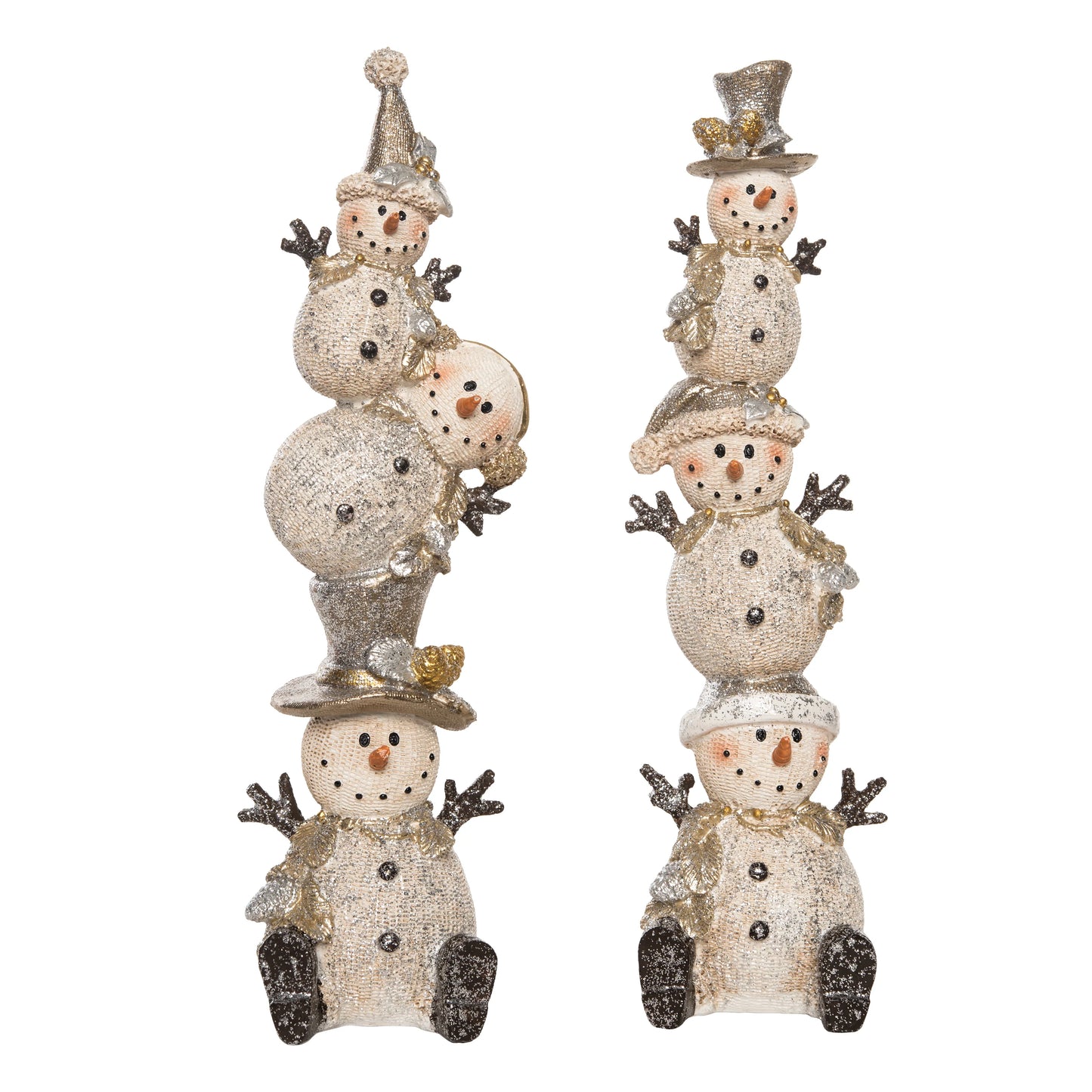 Metallic Stacked Snowman Fig 2 Asst