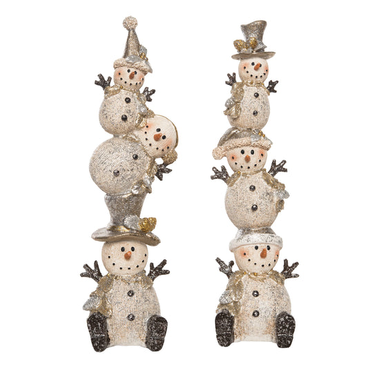 Metallic Stacked Snowman Fig 2 Asst