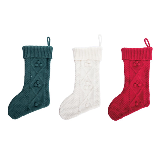 Fabric Traditional Knit Stocking 3 Asst