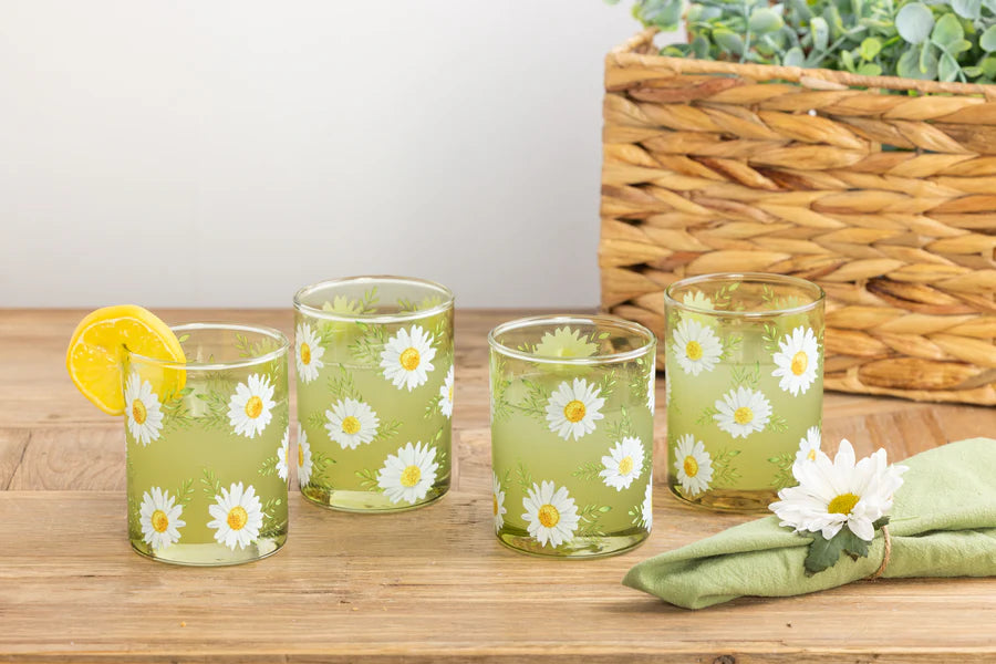 Glass Daisy Juice Glasses