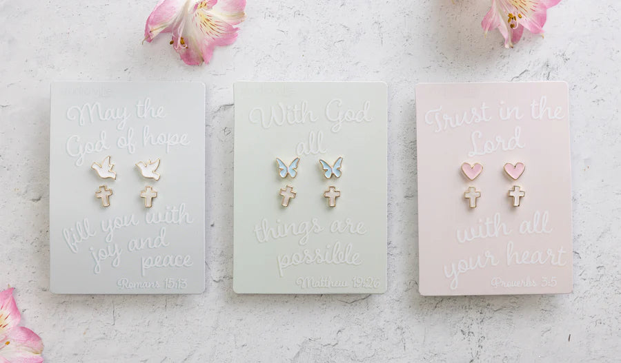 Spiritual Enamel Earring Stud Set of 2