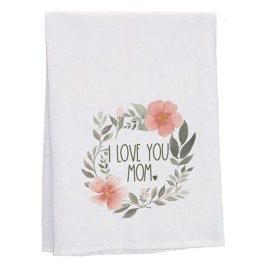 Love You Floral Wreath Towel