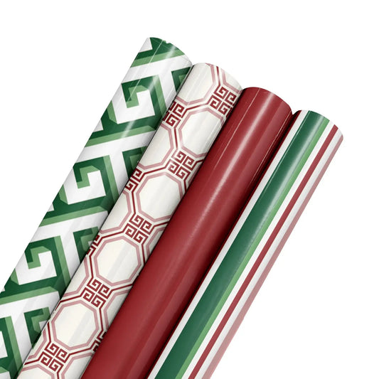 30" X 10' Wrapping Paper Bundle (4-pack) | Greek Key