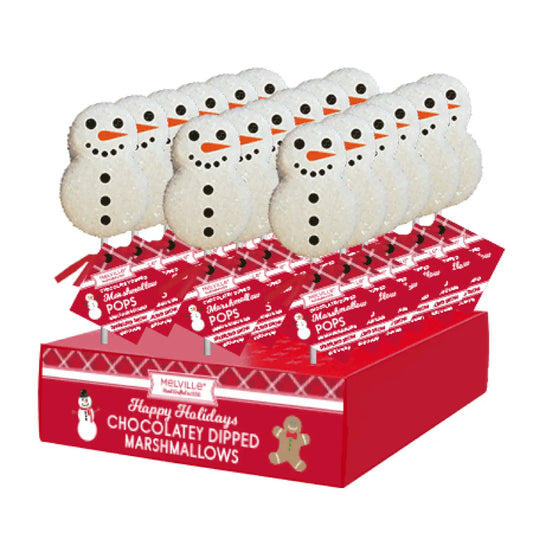 Chocolate Dipped Snowman Marshmallow Lollipop