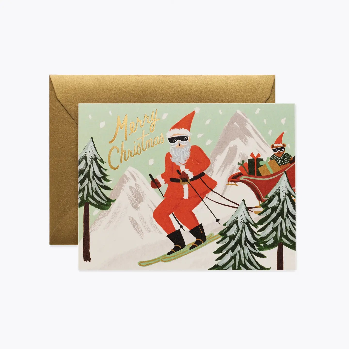Boxed Set of Skiing Santa Cards