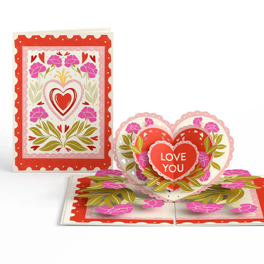 Vintage Floral Love You Heart Pop-Up Card