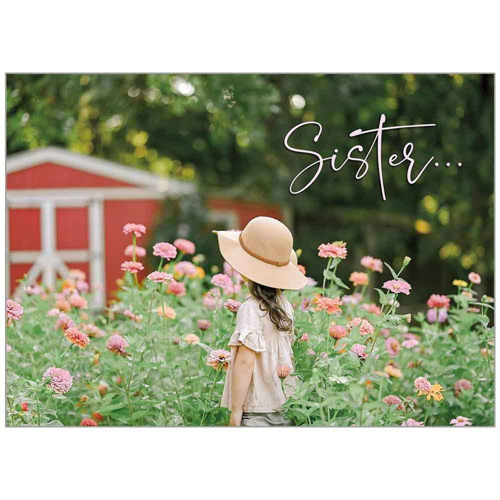 Girl in the Flower Field - Birthday Sister Card