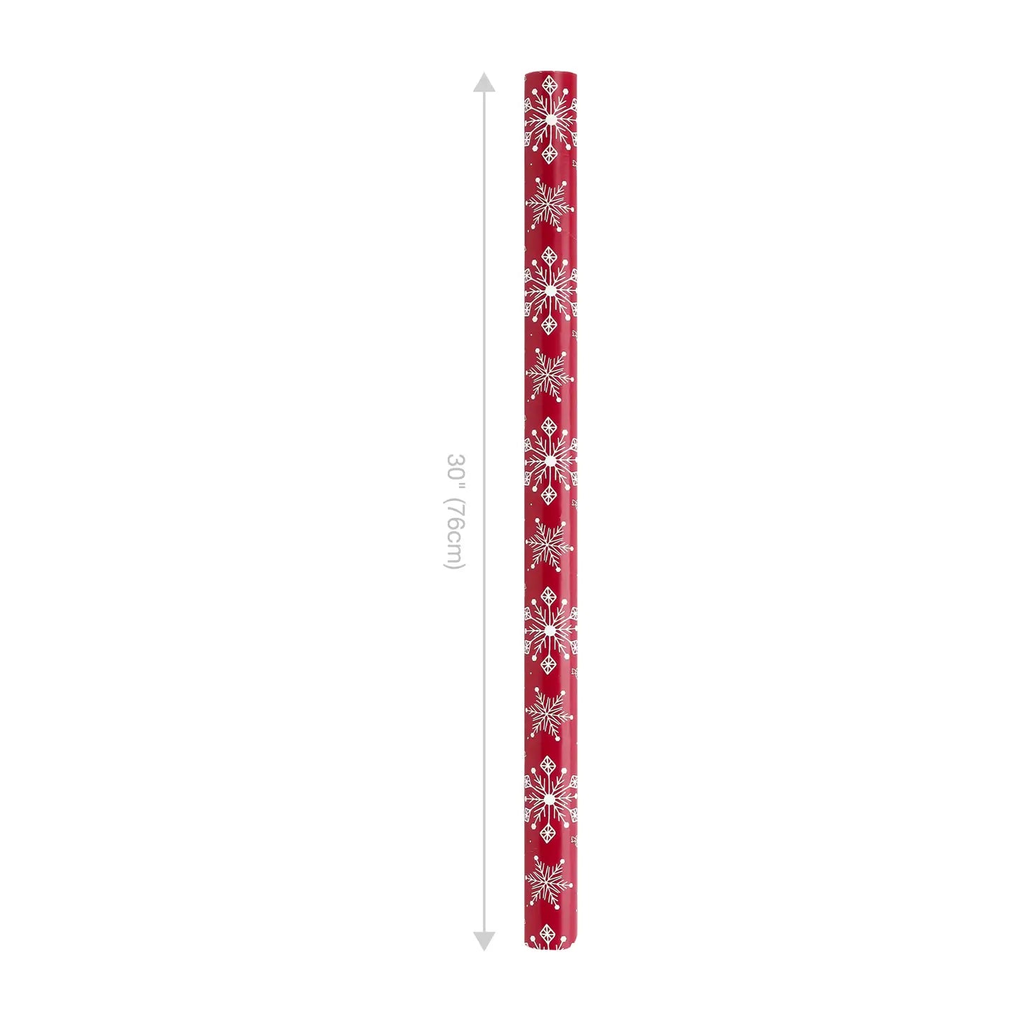 30" X 10’ Holiday Reversible Wrapping Paper | Assorted Snowflake On Red/Multi Candy Cane