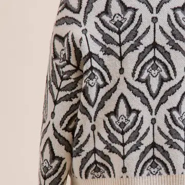 Floral Pattern Knit Sweater