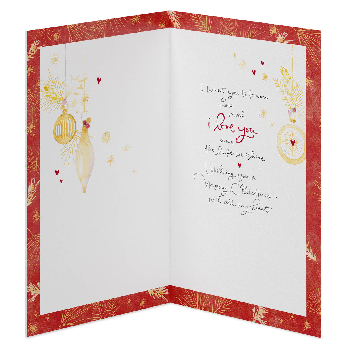 Christmas Card for Wife (Gold Ornaments)