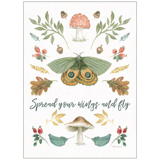 Mushroom and Butterfly Study - Birthday Card