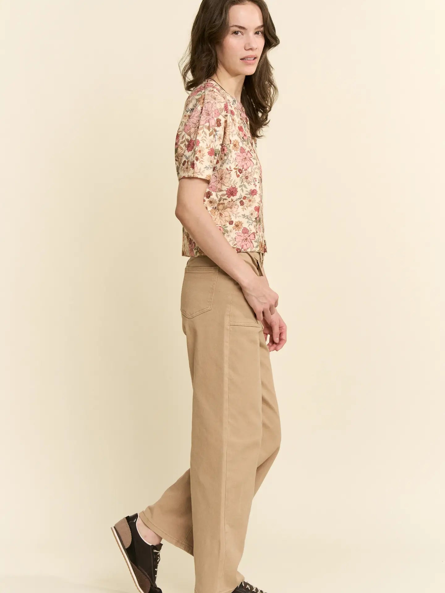Floral Knit Button Down Short Sleeve Top