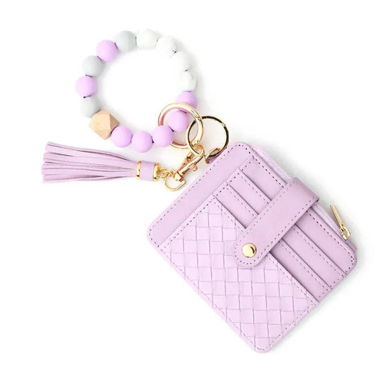 Nina Beaded Keychain Bracelet & Woven Wallet Combo